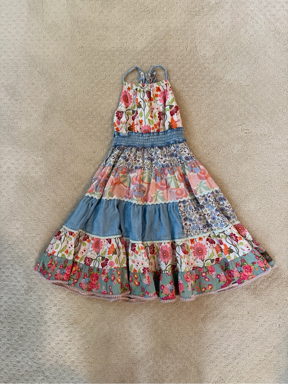 MATILDA JANE Happy and Free Ocean Breeze Maxi Boho Dress Halter Patchwork Girl 4
